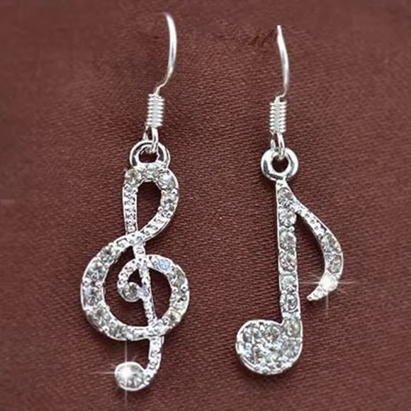 Music Notes Crystal Earrings - Picture 1 of 3